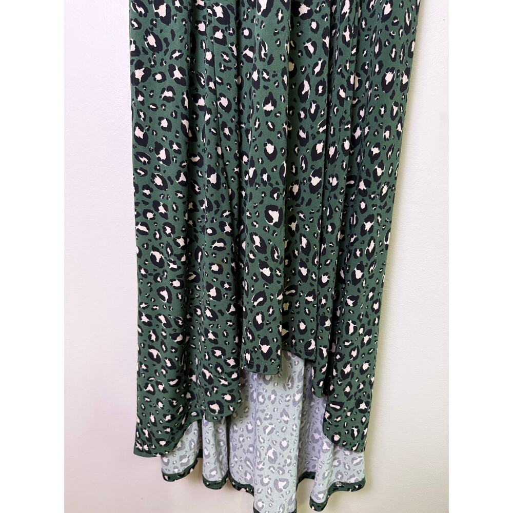 Torrid Green Leopard Print High Low Sleeveless Midi Dress Women’s 2X Belted - Picture 6 of 6